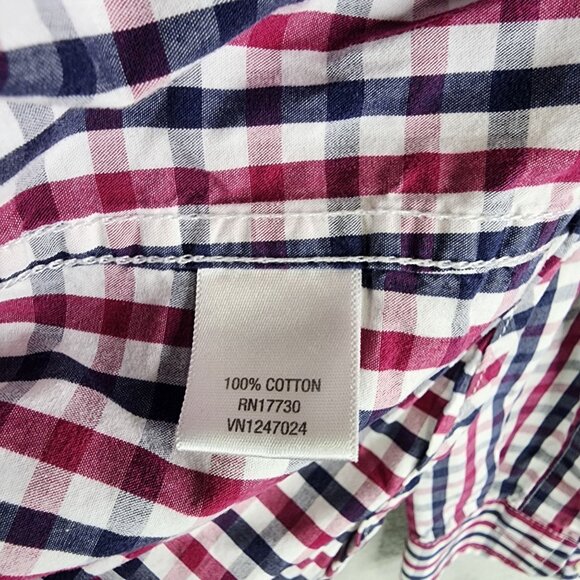 Men's Merona Classic Fit Shirt Long Sleeve Red & Blue Plaid Button Down Size S - Picture 6 of 10